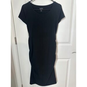 Isabel Maternity Ingrid & Isabel Black Ruched Bodycon Dress Short Sleeve Size M